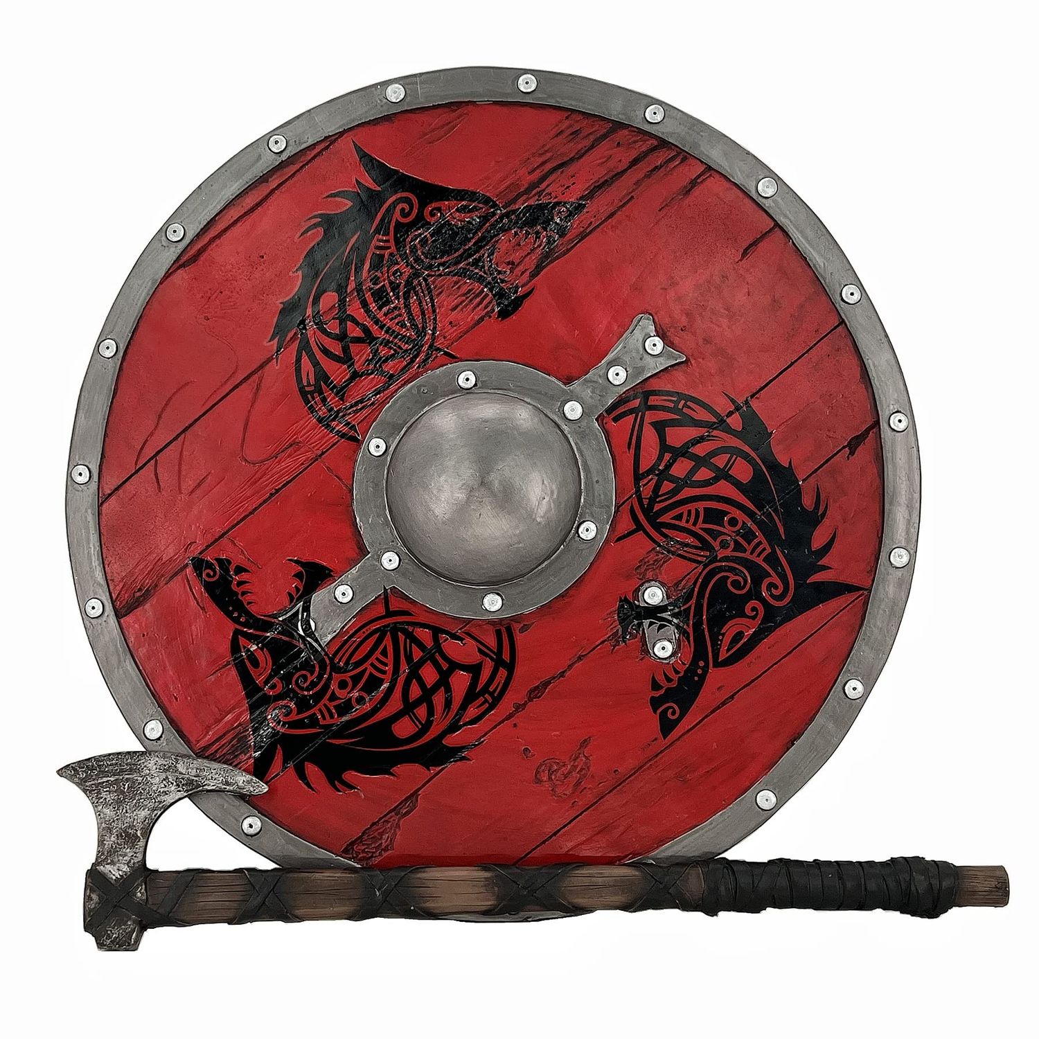 Foam  Viking Age Wolf Totem Shield and Axe