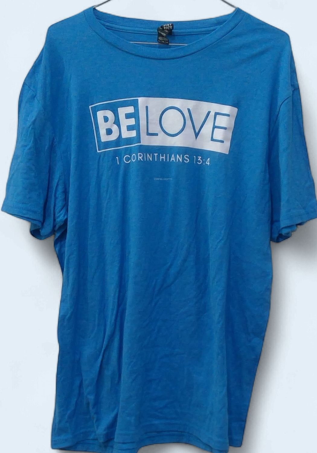 District Bright Blue Cotton Graphic T Shirt  Be Love  Size xl