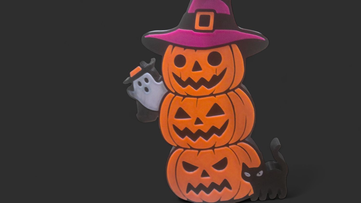 3D Stackable Pumpkins with Witches hat 3D Stackable Pumpkins with Witches hat