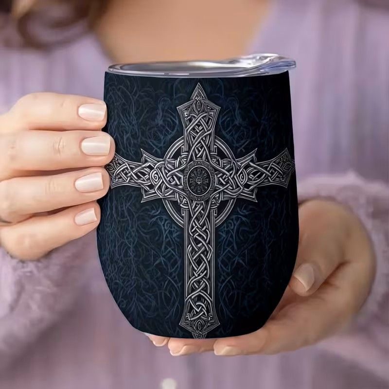 12Oz Celtic Cross Knotwork Pattern Premium Stainless Steel Cup