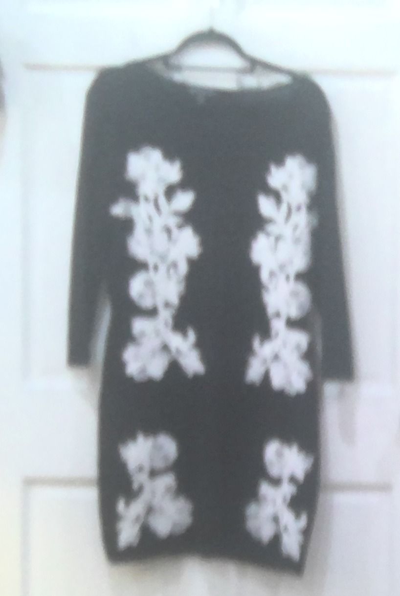 INC corps Black With White Flowers Dress  Size Large