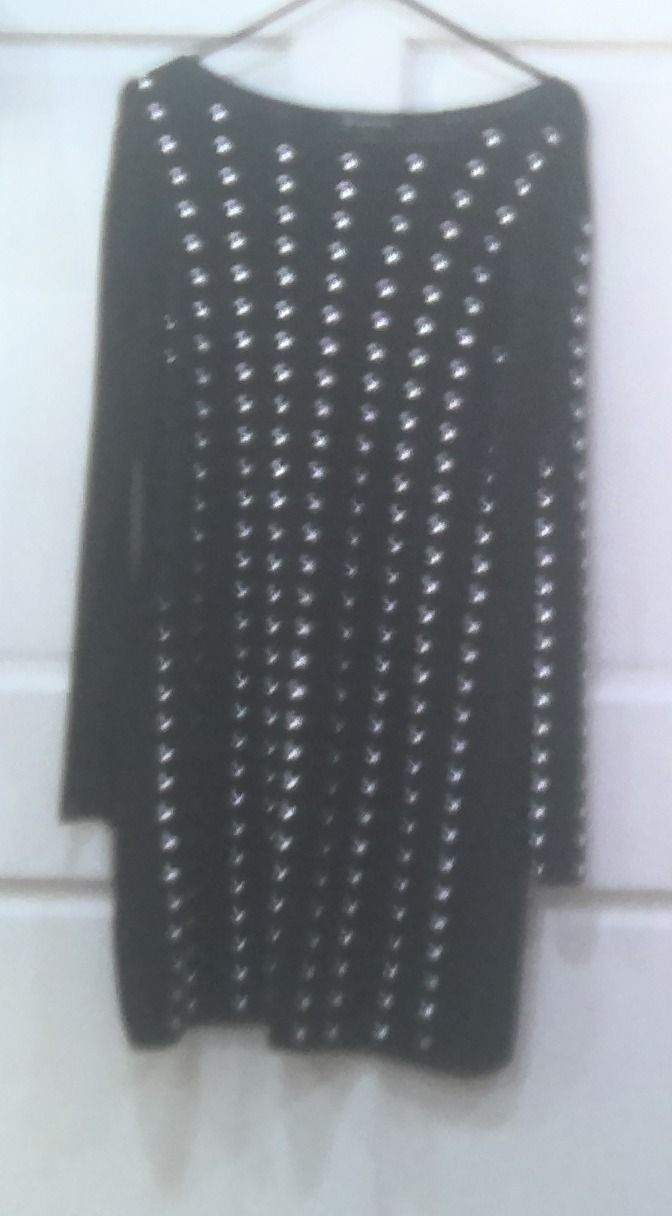 INC Black Sliver Rivets  Long Sleeve Dress Size Large