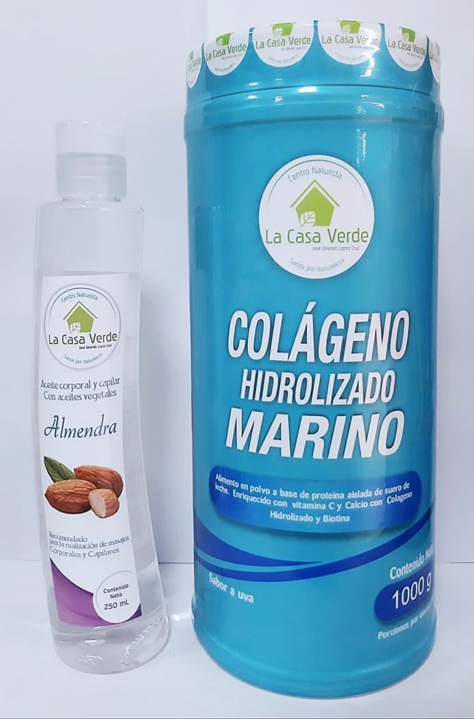 Colágeno hidrolizado marino y aceite de almendras