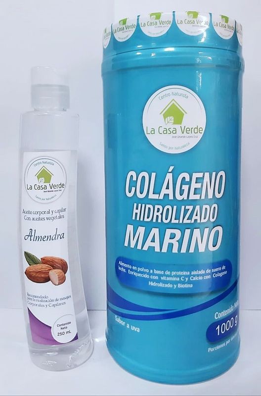 Colágeno hidrolizado marino y aceite de almendras
