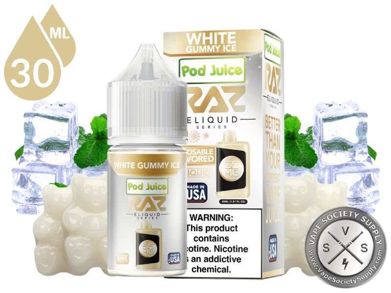 Pod Juice/ Raz White Gummy Ice 55 mg