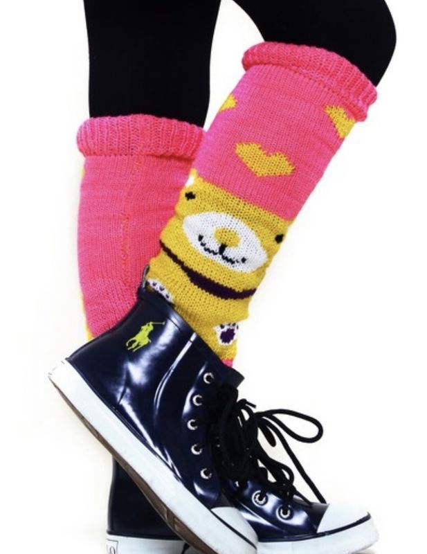 Princess Aniyah Pink with mustard animal leg-warmers (Pair)