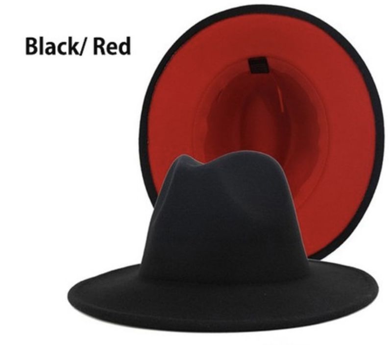Queen Dora Black Felt Red-Bottom Fedora Hat