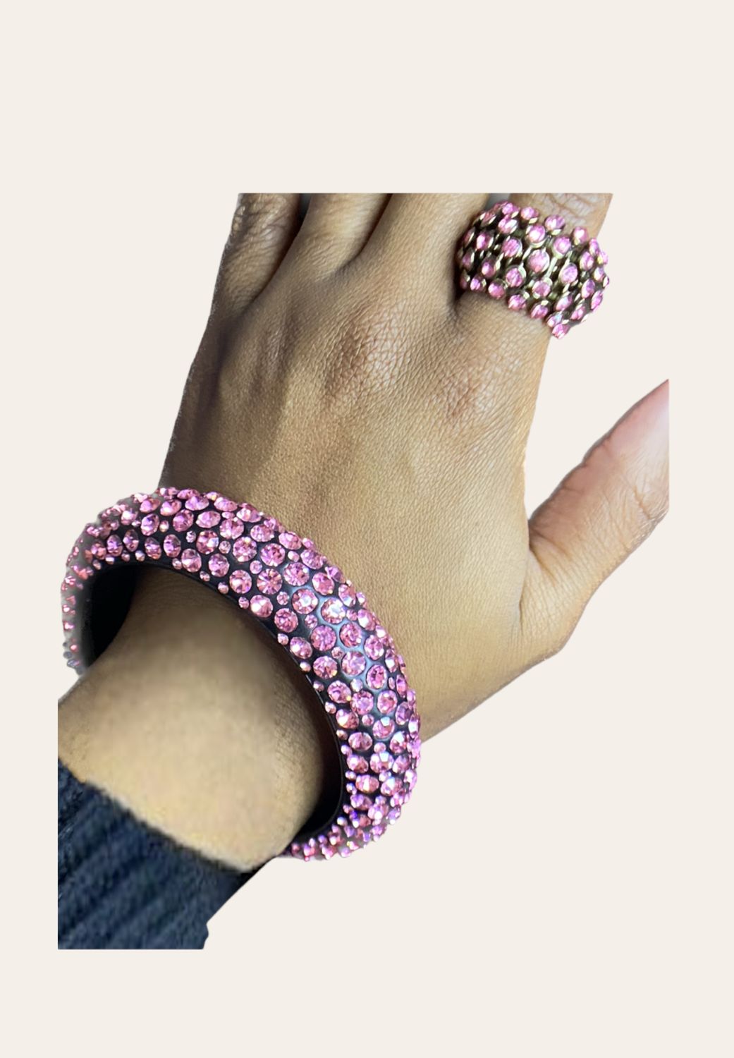 Queen Clara Pink Rhinestone Adjustable Pink Rhinestone Ring