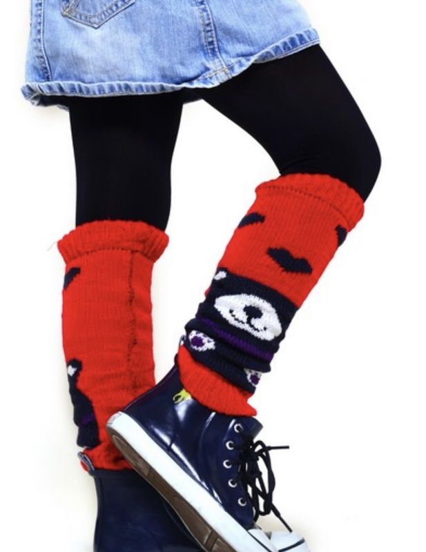 Princess Aniyah Red with navy blue animal leg-warmers (Pair)
