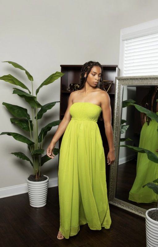 Queen Ebony Green Strapless Jumpsuit