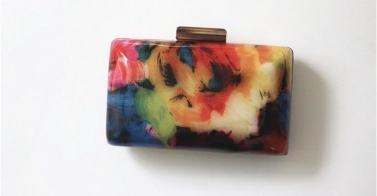 Queen Kiki Multicolored Abstract Clutch (with Strap)
