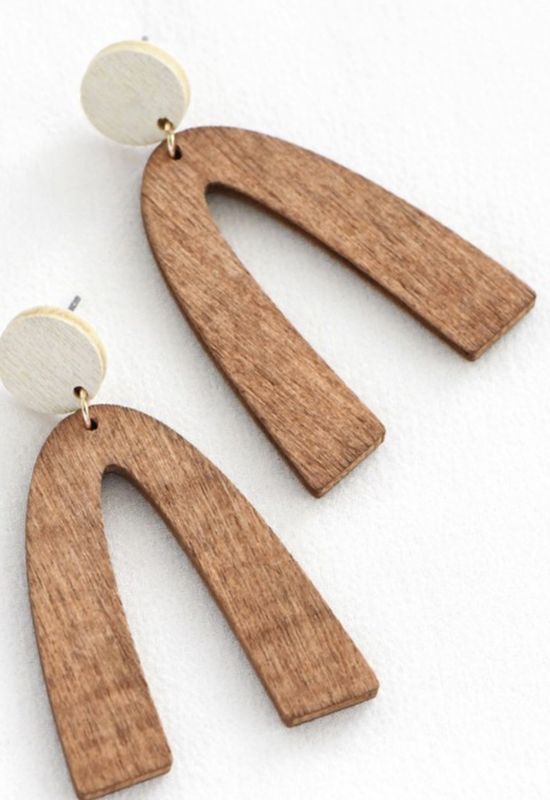 Queen Alayah Brown and white Bohemian Laser Cut Arch Earrings