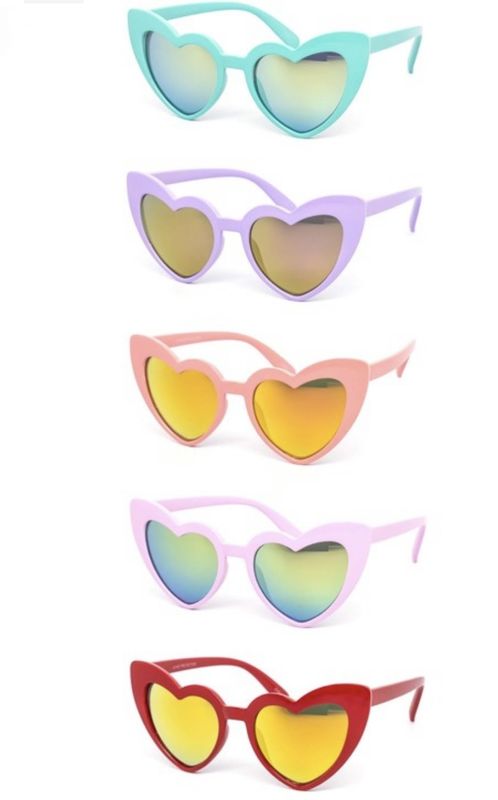 Princess Jamocha Cyan Heart Shaped Sunglasses