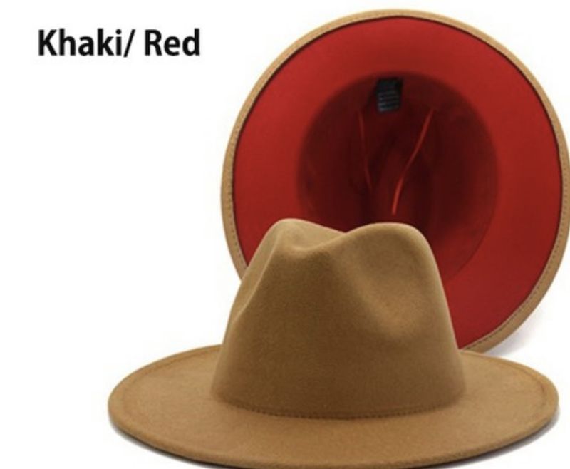 Queen Dora Khaki Felt Red-Bottom Fedora Hat