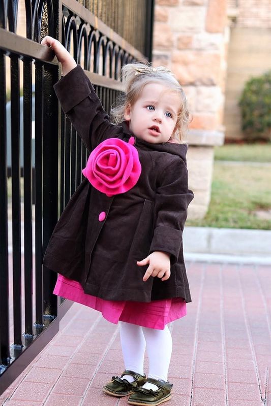 Princess Weslyn Brown &amp; Fushia Corduroy Applique Jacket