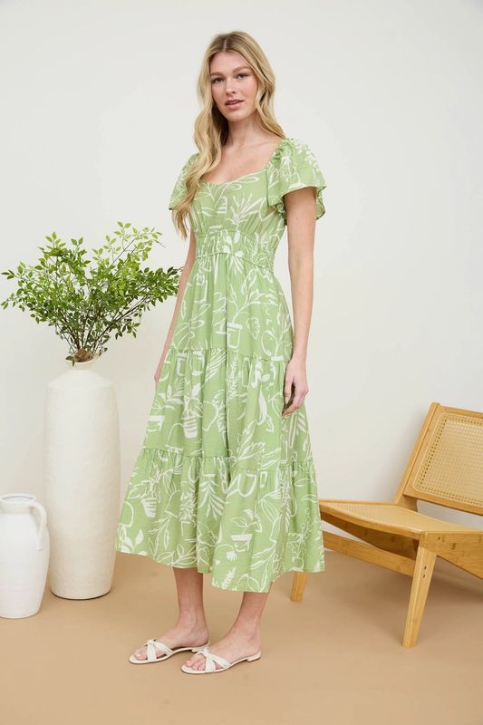 Potted Plant Midi Dress