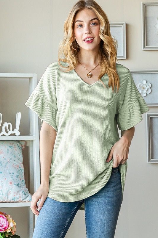 Solid V Neck Top
