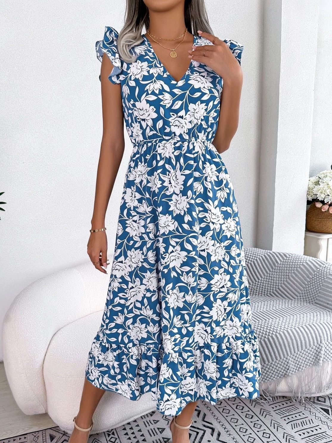 Sleeveless V Neck Hok Long Dress