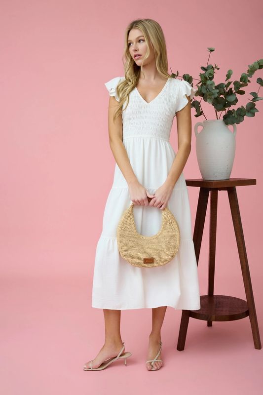 Flutter Sleeve Midi Dress