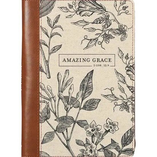 Amazing Grace Natural Canvas &amp; Faux Leather Journal