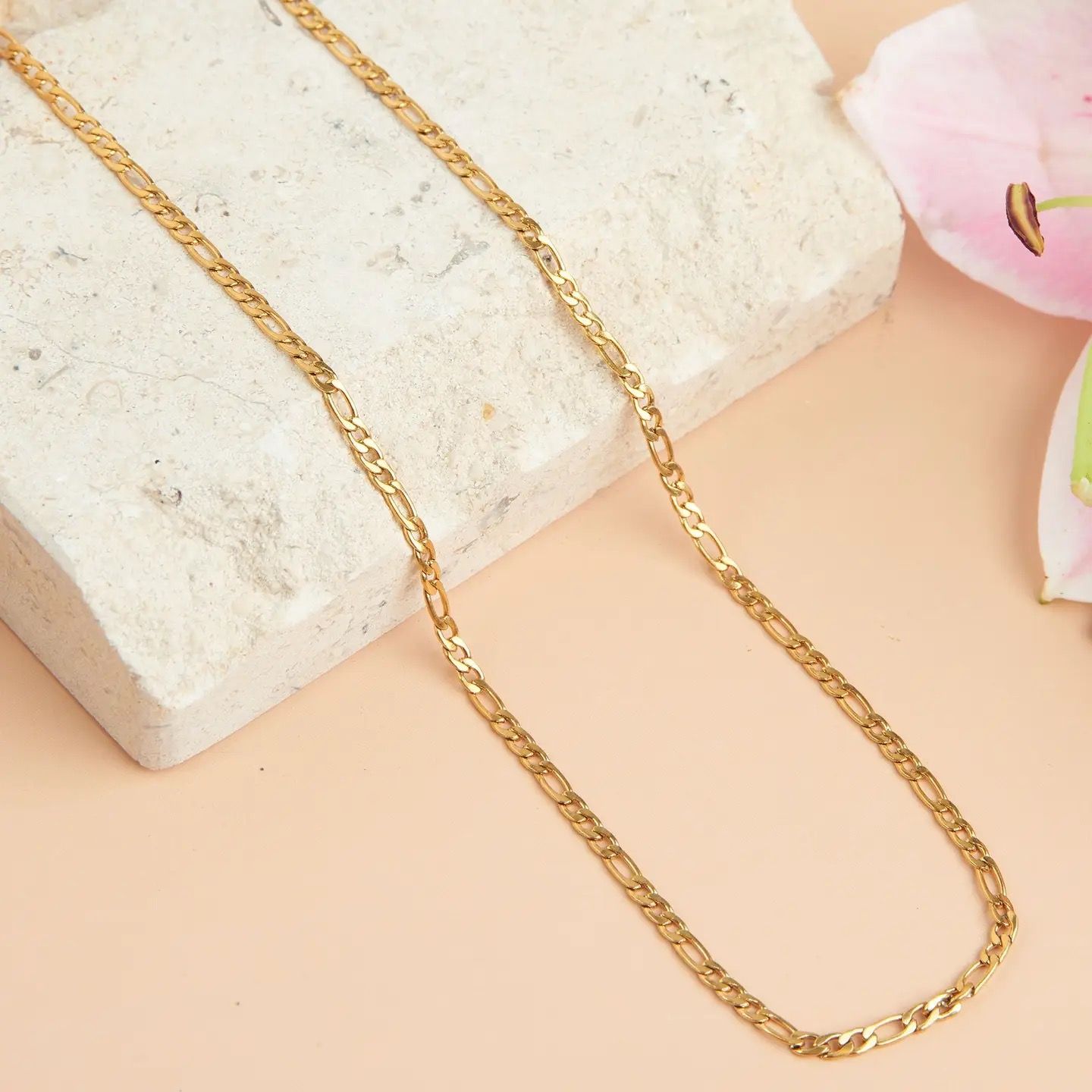 Gold Platedl 16&quot; Figaro Chain Necklace