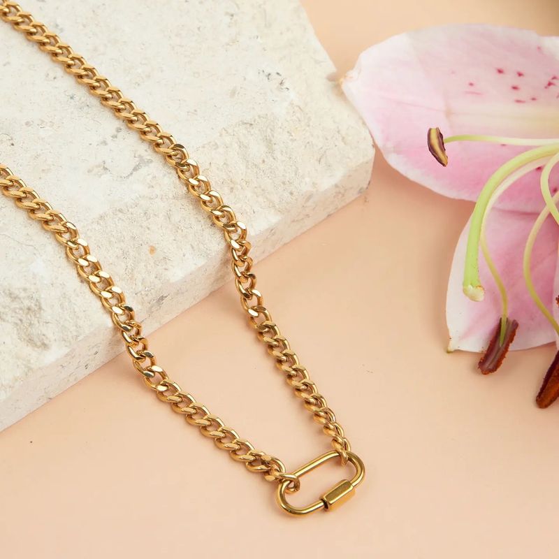 Gold Plated 16&quot; Functional Carabiner Necklace