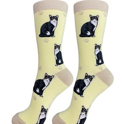 Black &amp; White Cat Socks