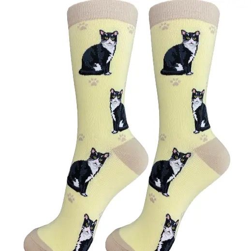 Black &amp; White Cat Socks