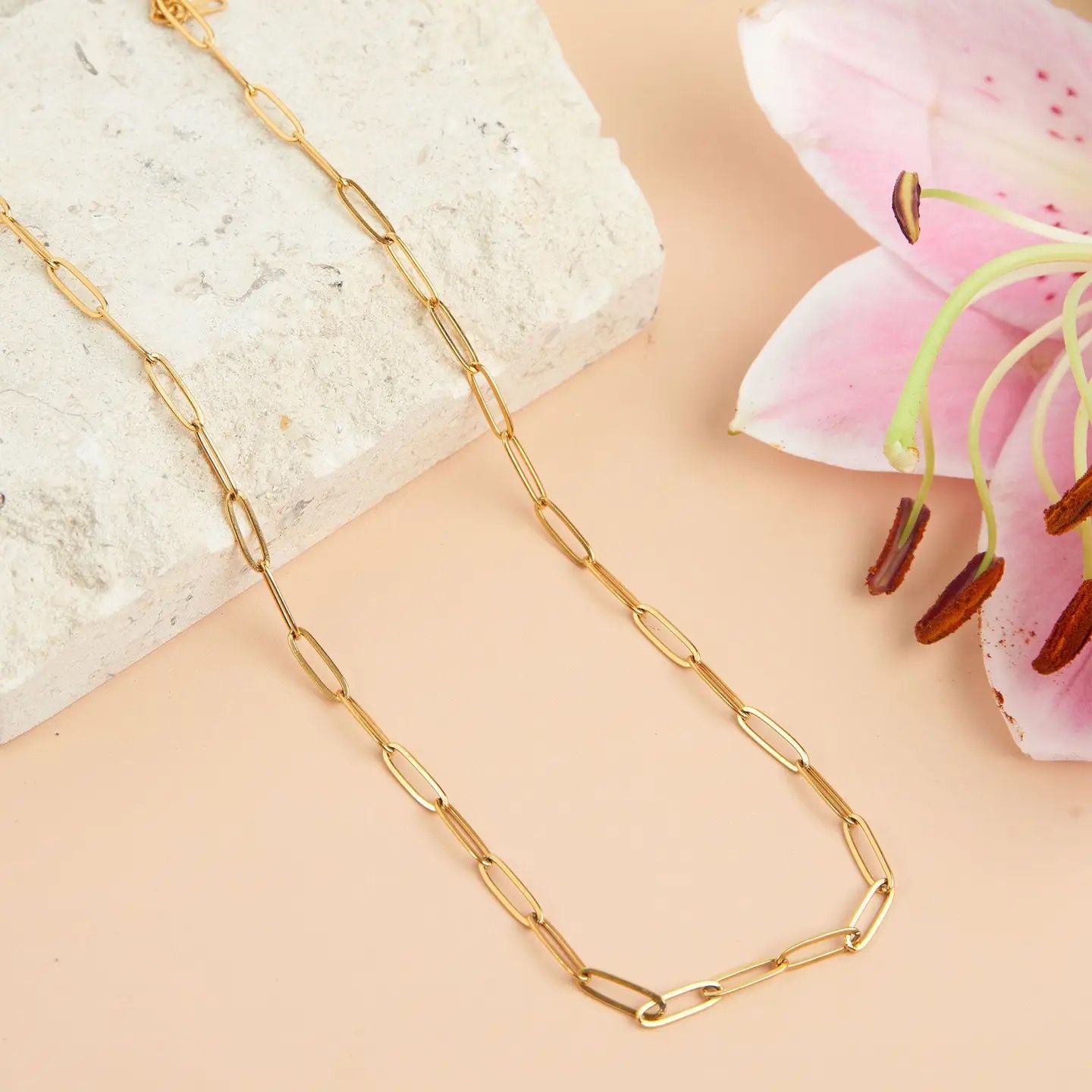 Gold Plated 18&quot; Paperclip Chain Necklace