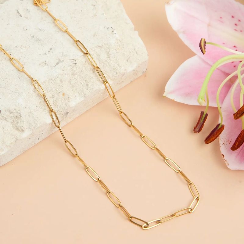 Gold Plated 18&quot; Paperclip Chain Necklace