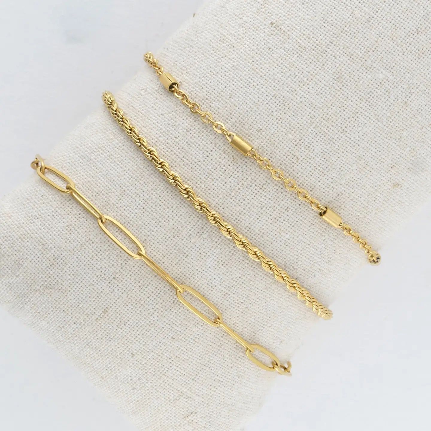 Gold Twisted Chain Bracelet Set