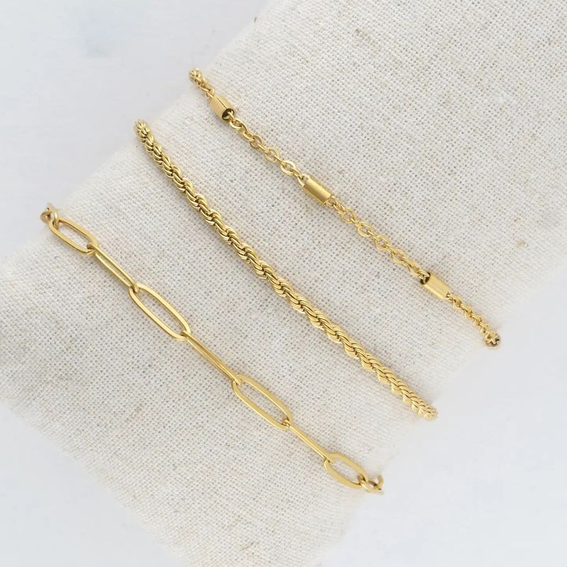 Gold Twisted Chain Bracelet Set