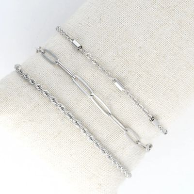 Stainless Steel Twisted Chain Bracelet Set