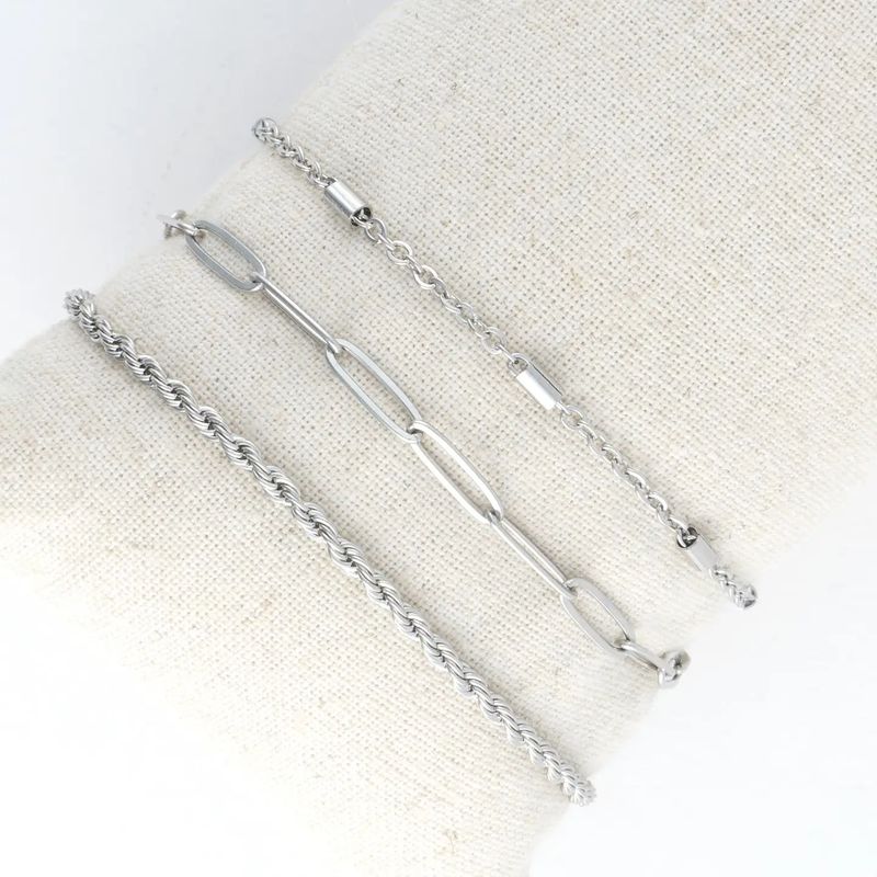 Stainless Steel Twisted Chain Bracelet Set