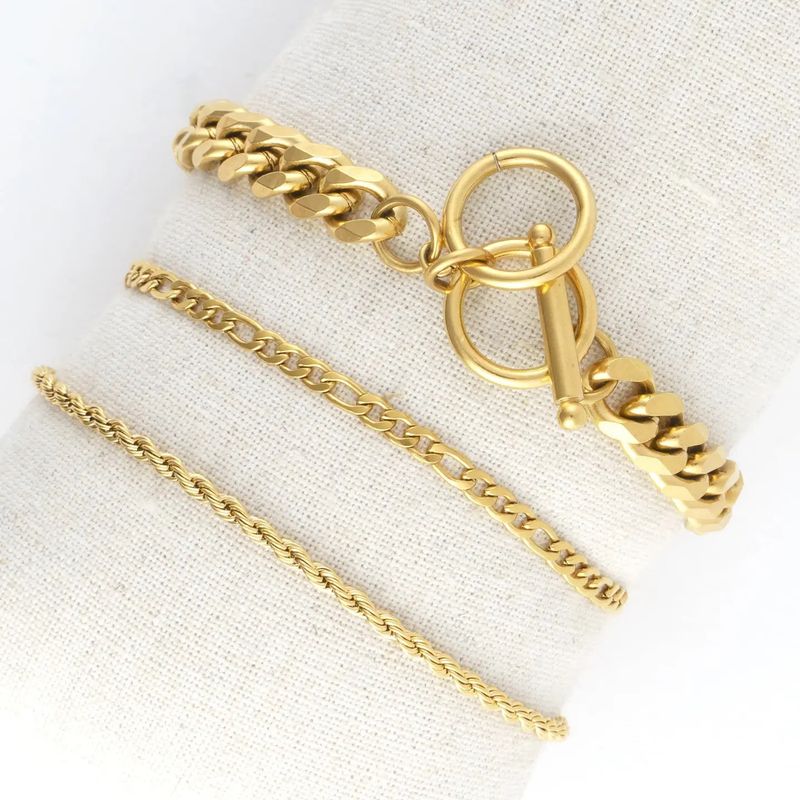 Gold Figaro Chain Bracelet Set