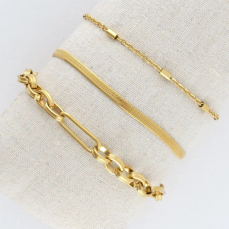 Gold Plated Snake Chain Bracelet Set