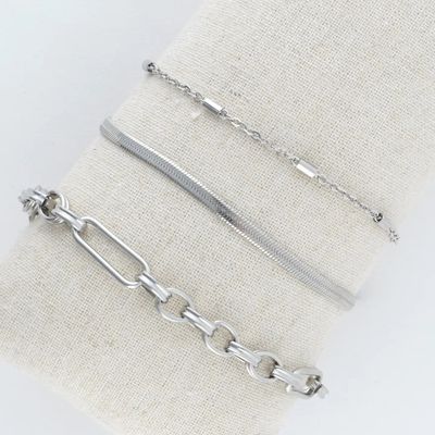 Stainless Steel Snake Chain Bracelet Set