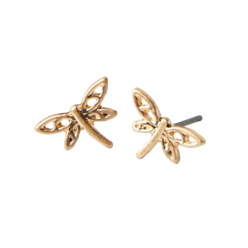 Dragonfly Stud Bud Earrings Golden