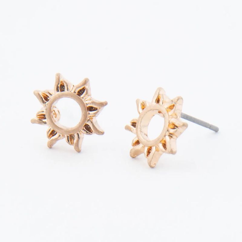 Sun Stud Bud Earrings Golden