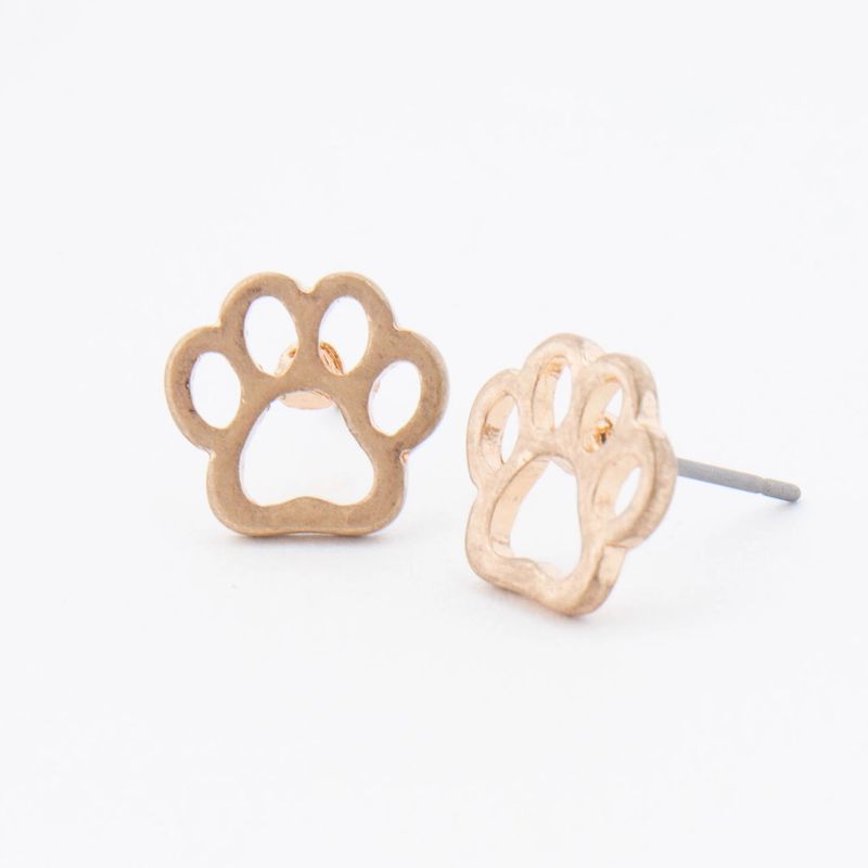 Paw Print Stud Buds Earrings - Golden