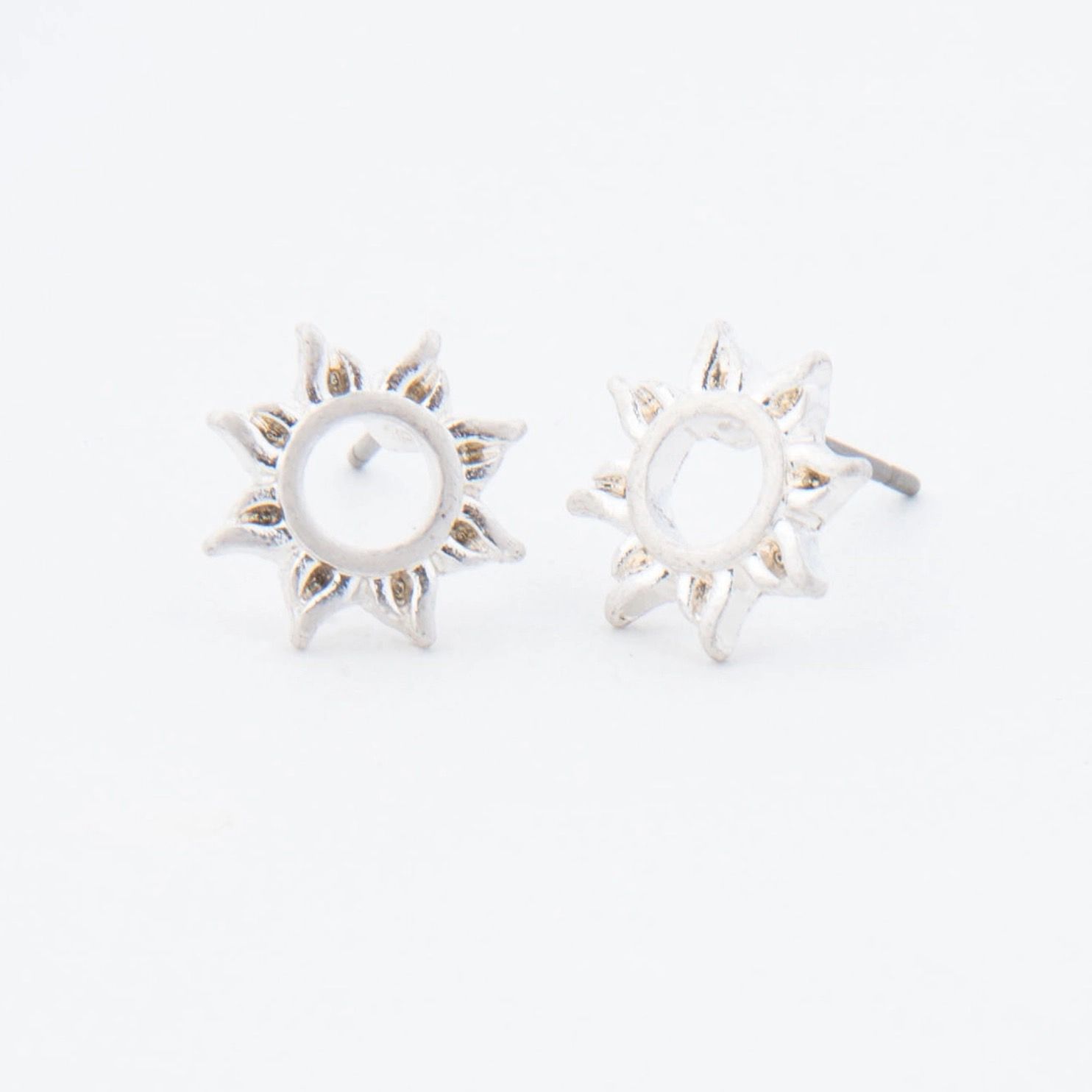Sun Stud Buds Earrings - Silver