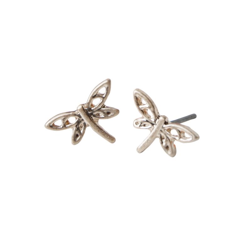 Dragonfly Stud Buds Earrings - Silver