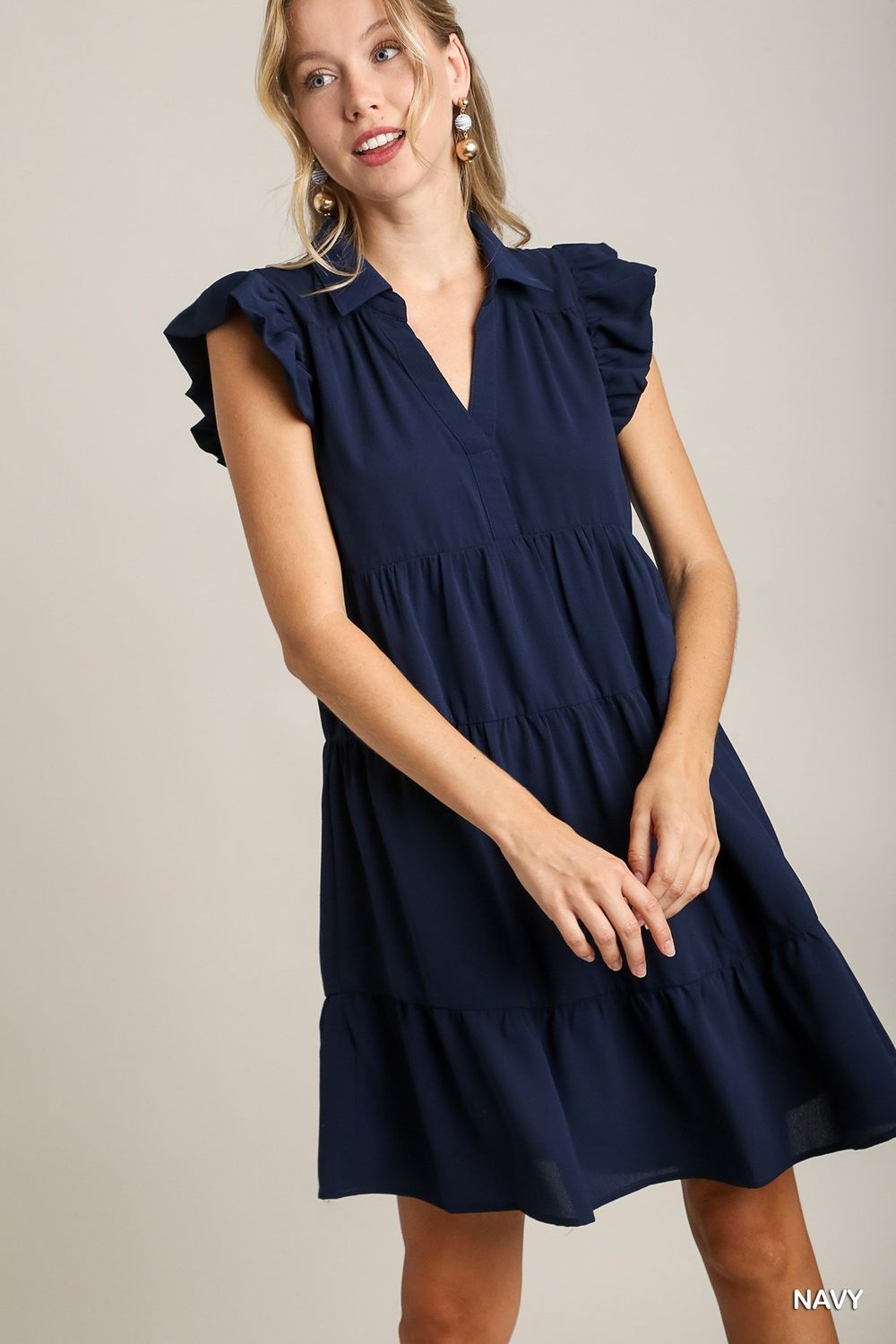 Ruffle Sleeve Tiered Dress