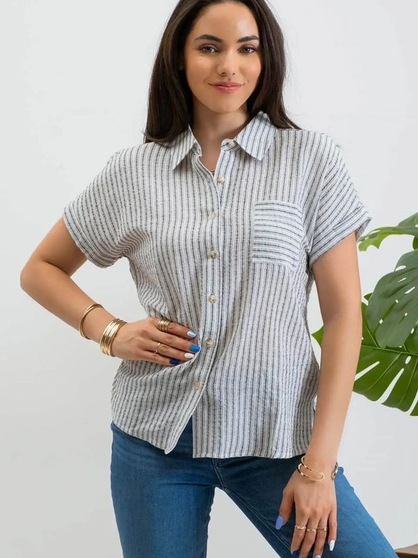 Stripe Collared Linen Shirt