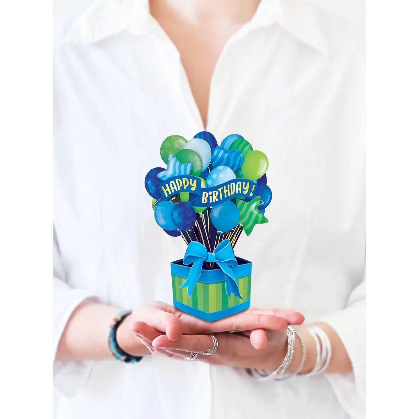 Mini Blue Birthday Ballons Pop Up Card