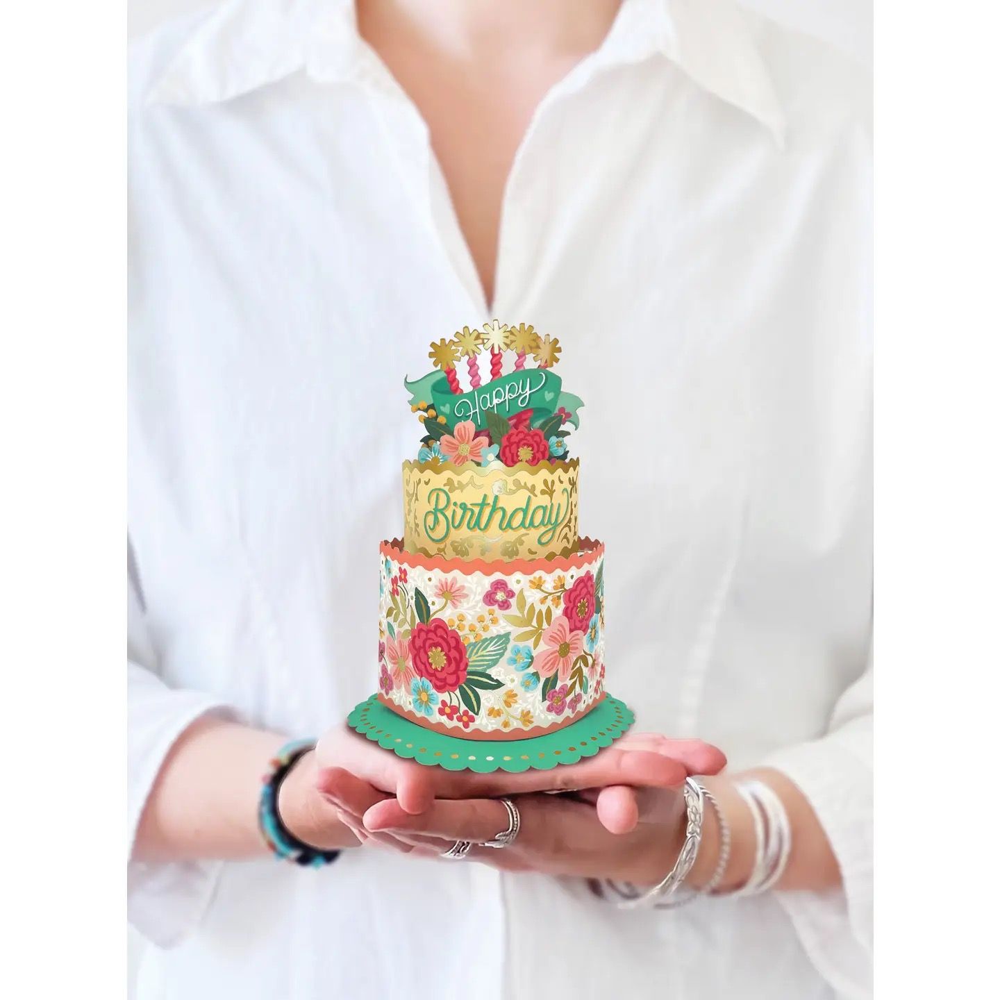 Mini Blooming Birthday Cake Pop Up Card