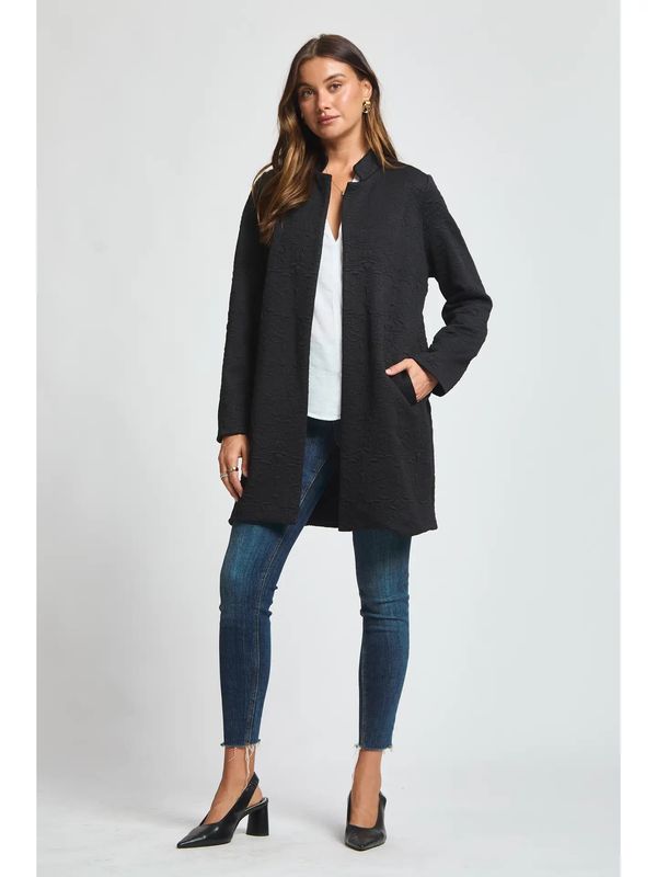 Jacquard Midi Coat - Black