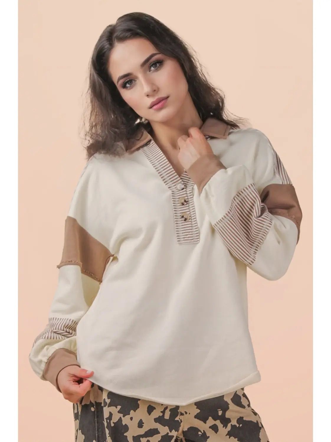 Color Block Oversized Casual Knit Top