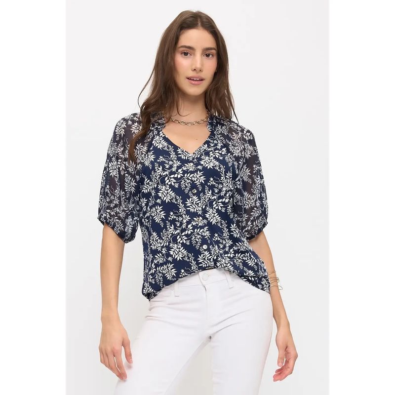 Floral Mix Media Ruffle Top