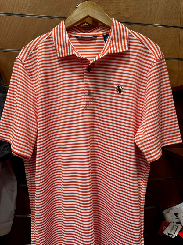 Orange &amp; White Striped Polo